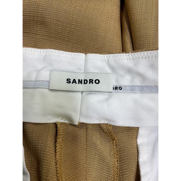 Sandro Tailored Tapered Beige Viscose Trousers Size 36 - Picture 4 of 5